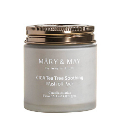 Mary&May Глиняная маска для чувствительной кожи центелла и чайное дерево CICA TeaTree Soothing Wash Off Pack 125 г oldsale40%