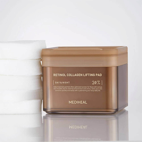 Mediheal Разглаживающие тонер-пэды с ретинолом и коллагеном Retinol Collagen Lifting Pad, 100 шт