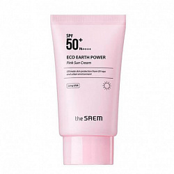 THE SAEM Крем солнцезащитный Eco Earth Pink Sun Cream SPF50+ PA++++  50 мл хим/физ sale50%