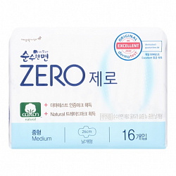 SOONSOOHANMYEON Medium Хлопковые женские гигиенические прокладки ZERO Sanitary Pаds,, размер M 16 шт oldsale50%