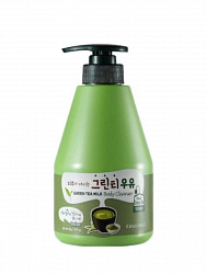 WELCOS Гель для душа с ароматом зеленого чая Kwailnara Green Tea Milk Body Cleanser 560g