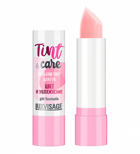 LUXVISAGE Бальзам-тинт для губ Tint & care pH formula цвет и увлажнение, 3,9 г (01 Rose)