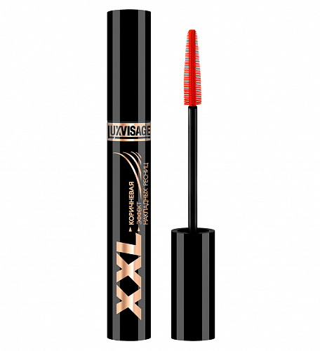 LUXVISAGE Тушь для ресниц XXL СУПЕРОБЪЕМ эффект НАКЛАДНЫХ РЕСНИЦ, 8 гр коричневая