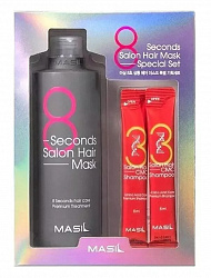 MASIL Набор маска для быстрого восстановления волос и восстанавливающий шампунь для волос с аминокислотами 8 SECONDS SALON HAIR MASK 350ML и 2*8 мл SET