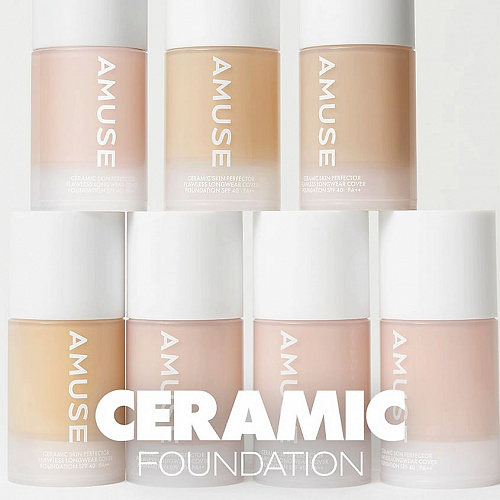 AMUSE Тональная основа с полуматовым финишем Ceramic Skin Perfector Foundation SPF40/PA++, 30 мл (01 Porcelain)
